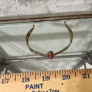 Boho metal costume Bracelet OSFM jewelry Carnelian Cabochon Stone ??? Flaws